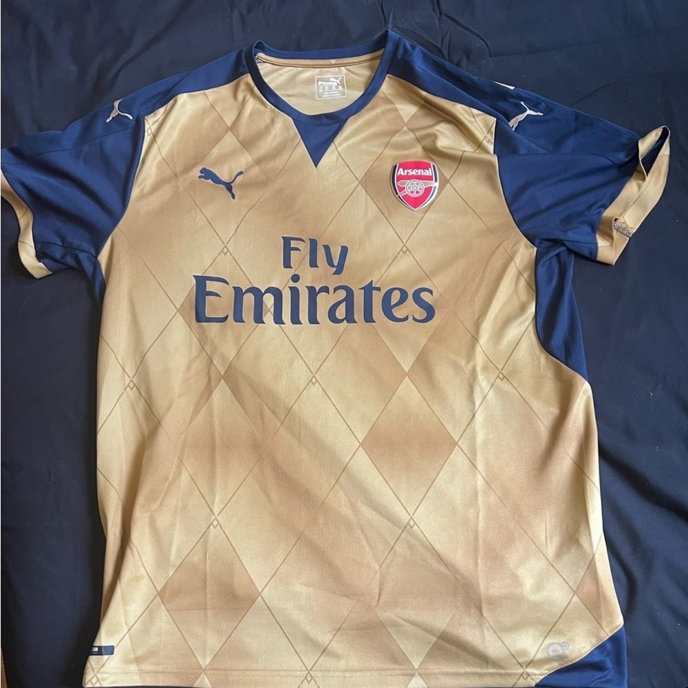 Vintage Arsenal Puma Gold and Navy Sports Jersey men 2XL